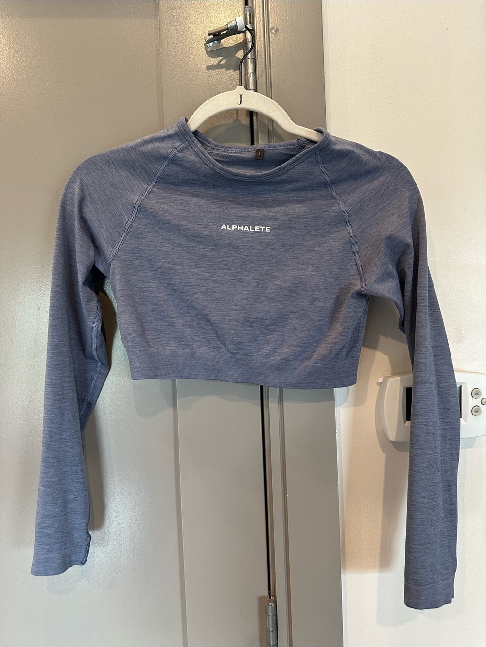 Alphalete Women’s Cropped Long Sleeve Top in Heather Blue